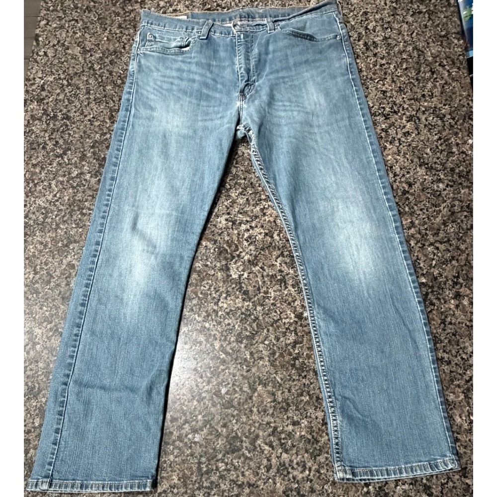 Levis 513 Slim Straight Jeans Mens 34x30 Medium Wash Blue Denim Pants